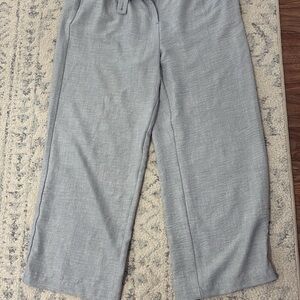 Light Gray Wide Leg Linen-Blend Pants